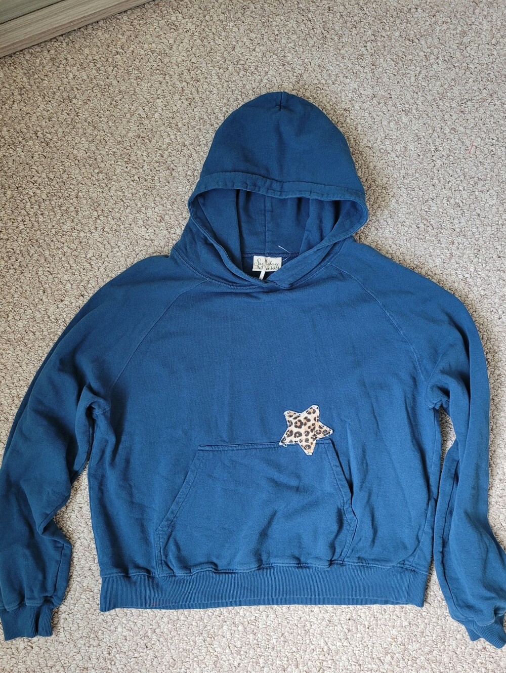 Free People Sunday Market Sweatshirt Hoodie With Leopard Stars - Picture 3 of 6
